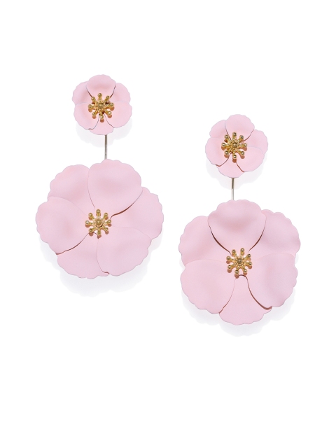 

Pipa Bella Peach-Coloured & Gold-Toned Floral Drop Earrings