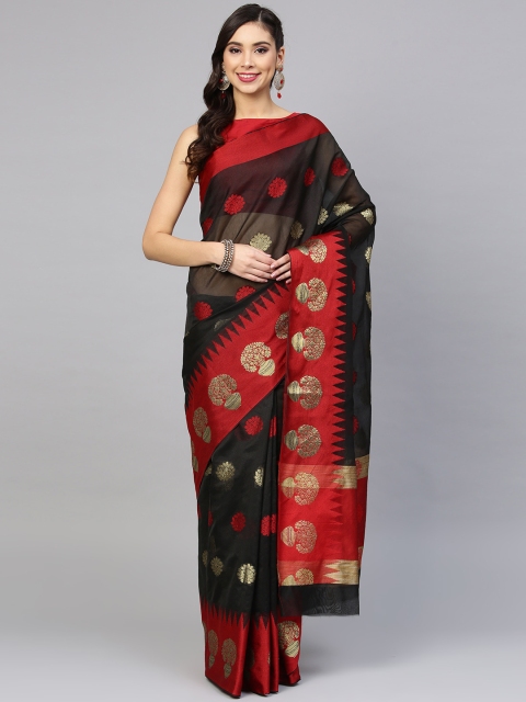 

Chhabra 555 Black & Red Woven Design Banarasi Saree