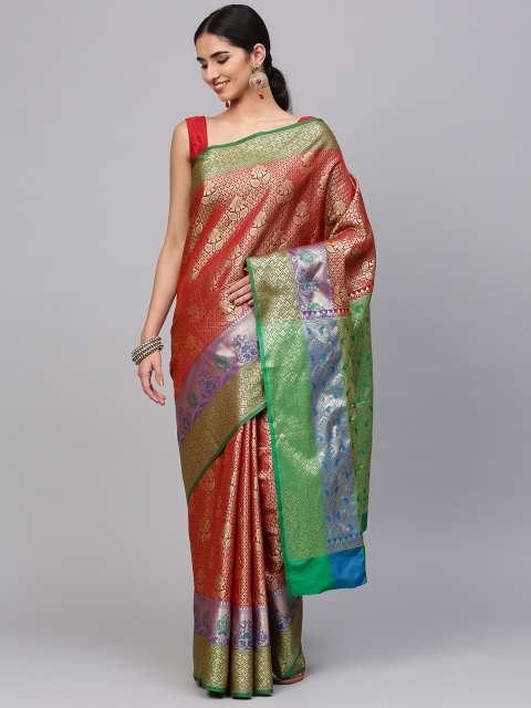 

Chhabra 555 Maroon & Green Handloom Floral Pattern Kanjeevaram Saree