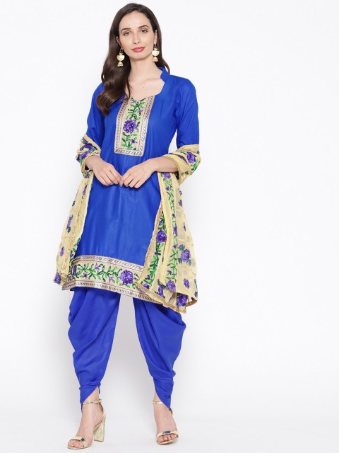 

Chhabra 555 Blue & Beige Unstitched Dress Material