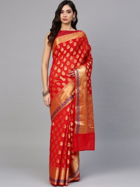 

Chhabra 555 Red & Golden Woven Design Banarasi Saree