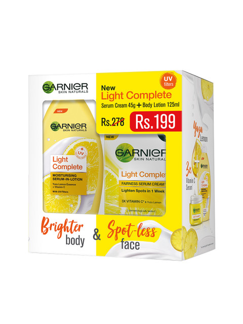 

Garnier Set of Light Complete Serum Cream 45g & Light Complete Body Lotion 125ml, Yellow