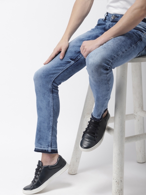 

Mast & Harbour Men Blue Skinny Fit Mid-Rise Clean Look Stretchable Cropped Jeans