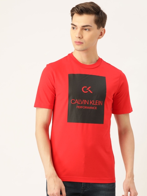 

Calvin Klein Jeans Men Red & Black Brand Logo Printed T-shirt