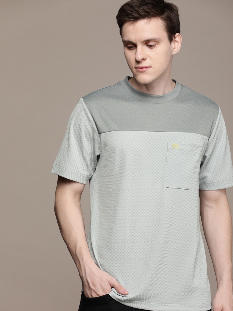 

Calvin Klein Jeans Performance Men Grey Self Design Mesh Panel Round Neck T-shirt