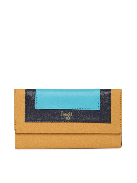 

Baggit Women Yellow & Blue Colourblocked Three Fold Wallet