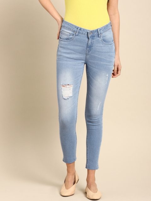 

ether Women Blue Skinny Fit Mid-Rise low Distress Stretchable Jeans
