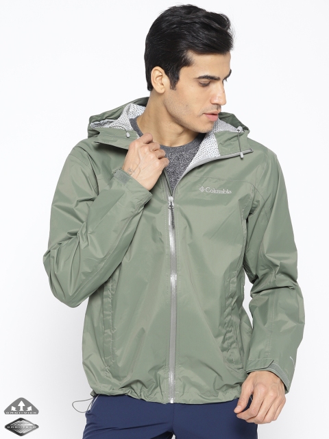 

Columbia Men Olive Green Solid EvaPOURation Rain Jacket