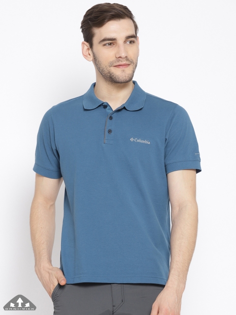

Columbia Men Blue Solid Cascade Range Outdoor Polo T-shirt