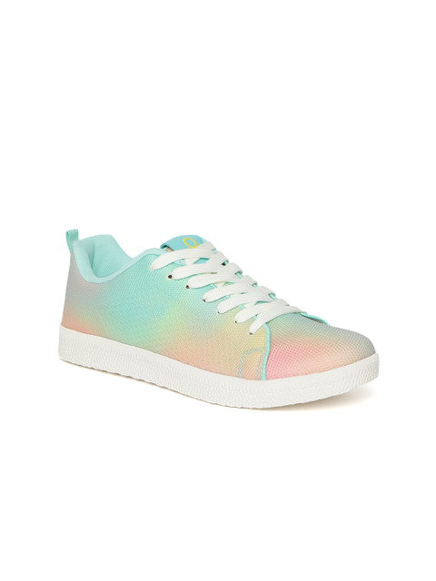 

United Colors of Benetton Women Sea Green & Peach-Coloured Dyed Sneakers