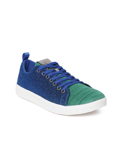 

United Colors of Benetton Women Blue & Green Colourblocked Sneakers