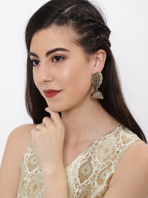 

Ayesha Gold-Toned Dome Shaped Jhumkas