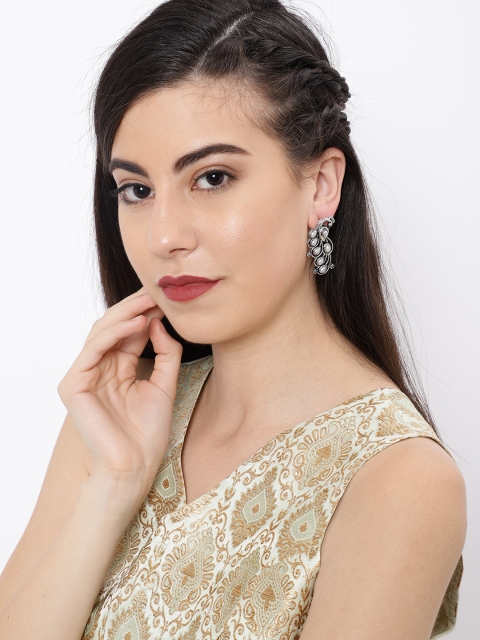 

Ayesha Silver-Toned Peacock Shaped Drop Earrings