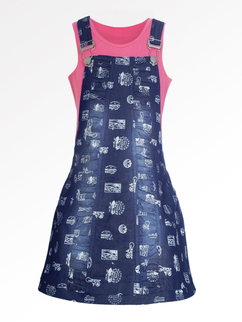 

naughty ninos Girls Blue Printed Pinafore Dress