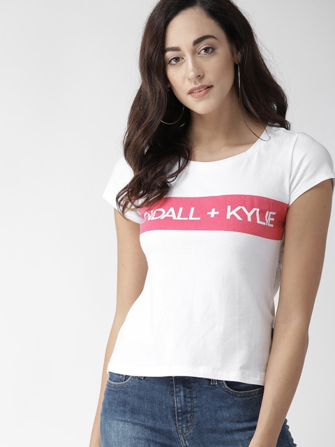 

FOREVER 21 Women White Printed Round Neck T-shirt
