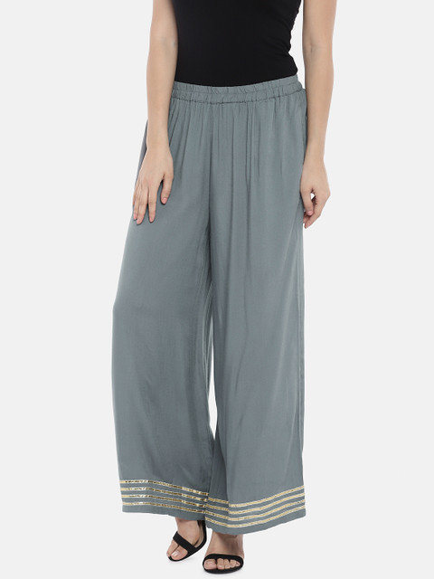 

Ethnicity Women Grey Solid Flared Palazzos