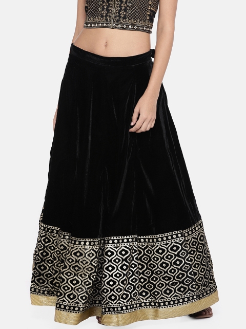 

Ethnicity Women Black Printed A-Line Maxi Skirt