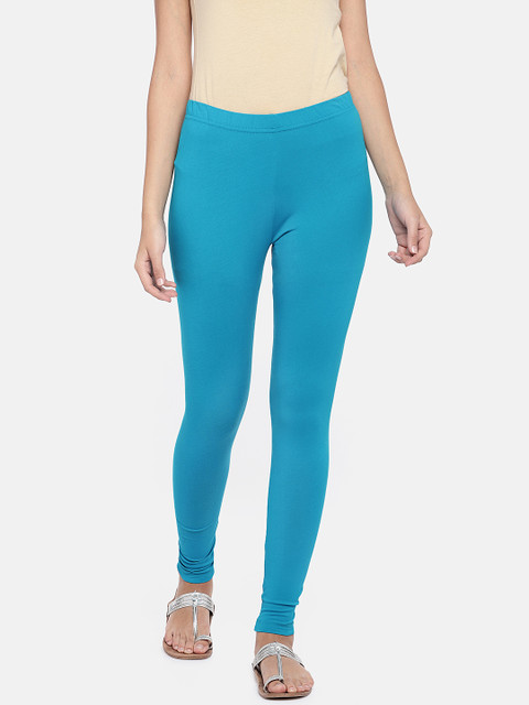 

Ethnicity Womens Teal Blue Solid Churidar Length Leggings