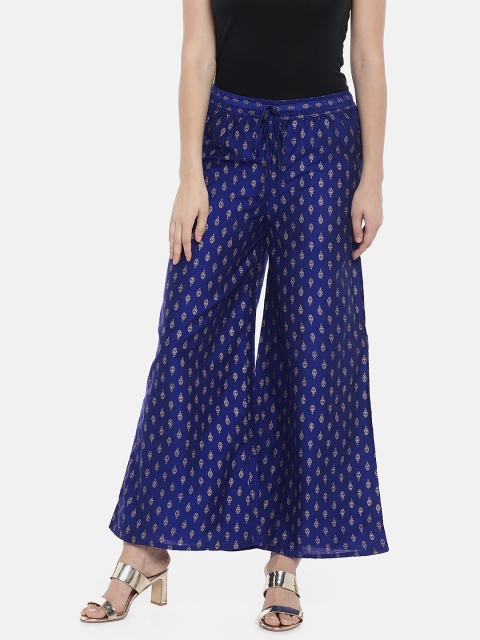 

Ethnicity Women Blue Printed Flared Palazzos