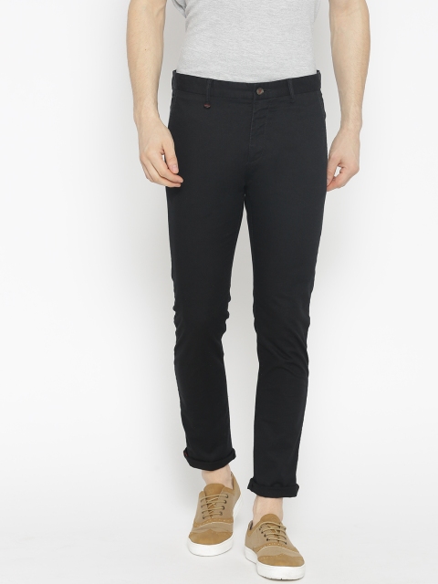 

Blackberrys Men Black Super Slim Fit Solid Regular Trousers