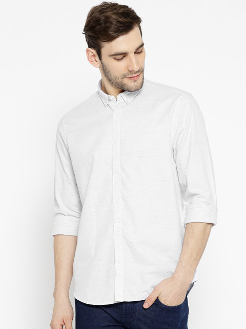 

Blackberrys Men Off-White Slim Fit Self Design Casual Shirt