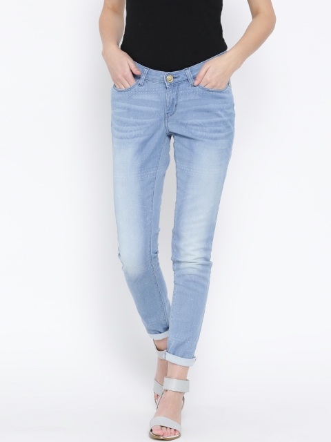 

Tokyo Talkies Light Blue Printed Slim Fit Stretchable Jeans