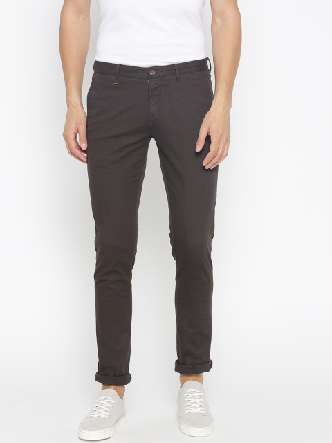 

Blackberrys Men Charcoal Grey Slim Fit Solid Regular Trousers
