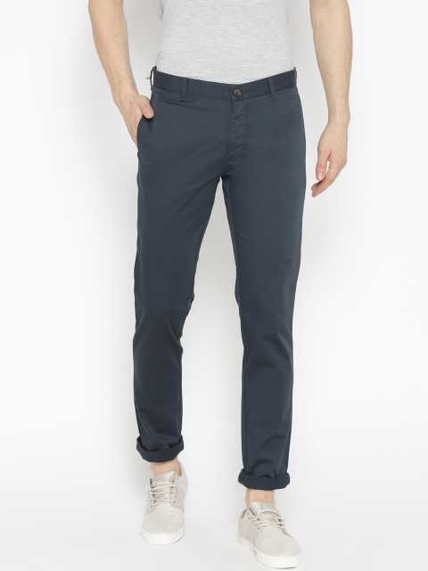 

Blackberrys Men Navy Blue Roger Slim Fit Solid Chinos