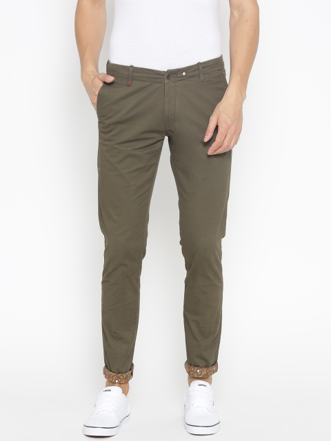 

Blackberrys Men Olive Green Regular Fit Solid Chinos