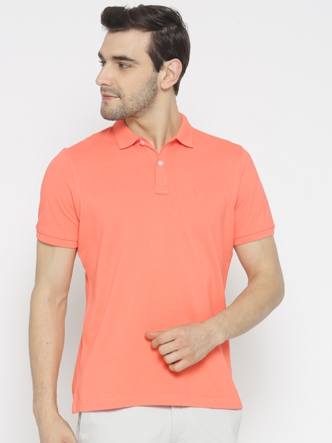 

Blackberrys Men Peach-Coloured Solid Polo Collar T-shirt