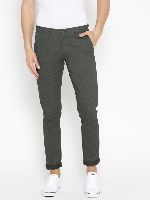 

Blackberrys Men Charcoal Grey & Black Z91 Slim Fit Printed Trousers