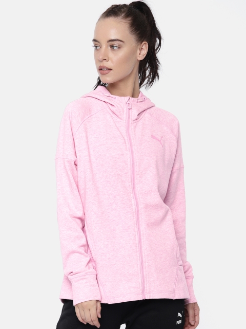 

Puma Women Pink Solid Sporty Hooded Sweatshirt