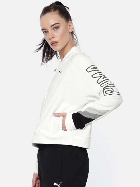 

Puma Women White Relaxed Fit Solid Athletics Crop Sweatshirt