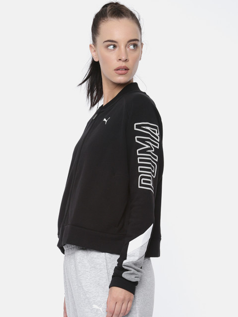 

Puma Women Black Solid Athletics TR Cropped Sweatshirt