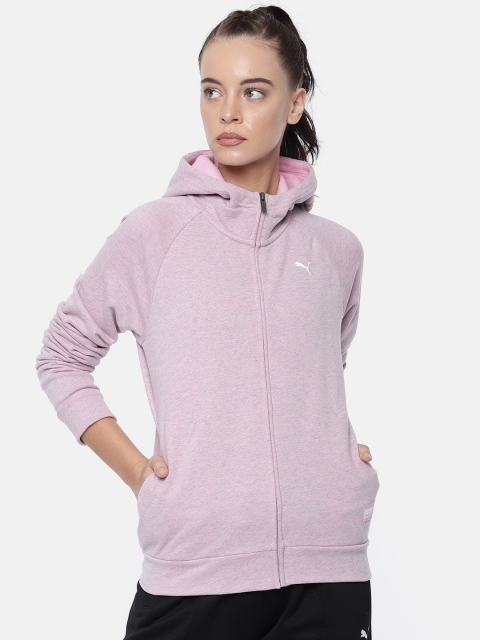 

Puma Women Pink Solid Athletics Hooded Sweatshirt