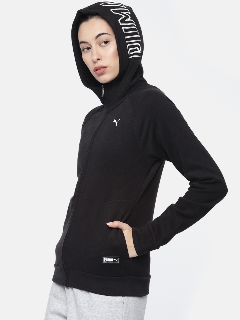 

Puma Women Black Solid Regular Fit Athletics Hooded Sweatshirt
