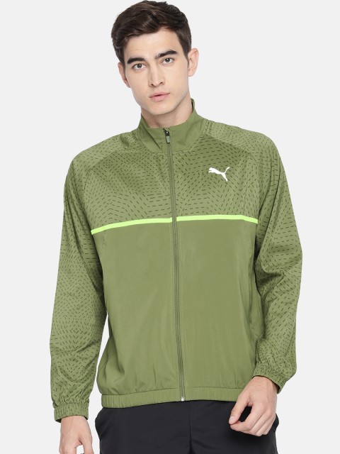 

Puma Men Olive Green Printed Lightweight Energy Woven DRYCELL Sporty Jacket