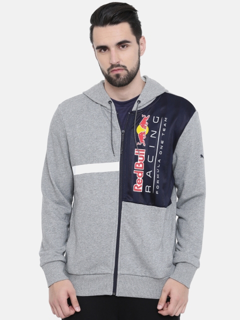 

PUMA Motorsport Men Grey Melange Printed RBR Logo Hooded Sweatshirt