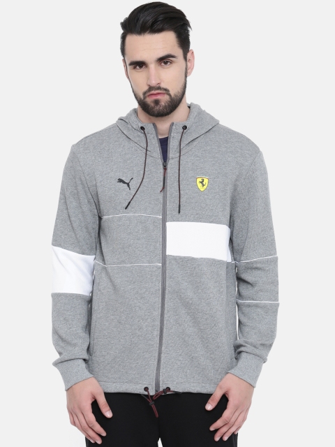 

PUMA Motorsport Men Grey & White Colourblocked Sweat Sporty Jacket