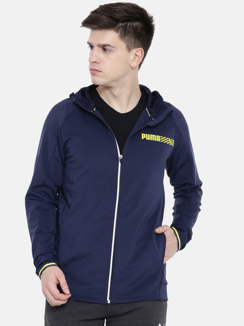 

Puma Men Navy Blue Solid Tec Sports dryCELL Hooded Sweatshirt