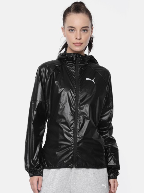 

Puma Women Black Solid Last Lap Metallic Sporty Jacket