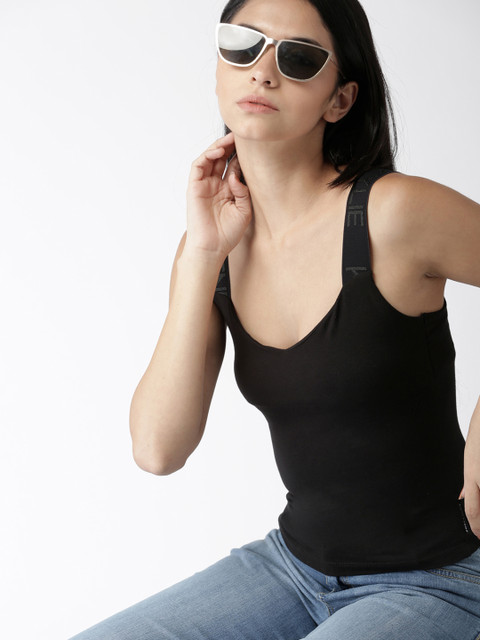 

FOREVER 21 Kendall + Kylie Women Black Solid Top