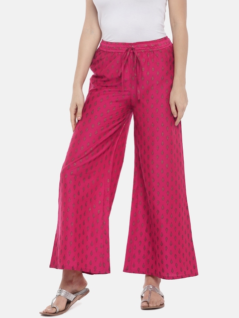 

Ethnicity Women Pink Flared Printed Palazzos
