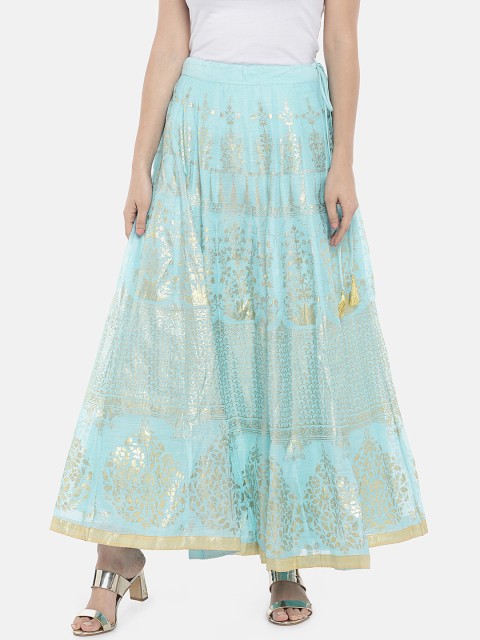 

Ethnicity Women Blue Printed A-Line Maxi Skirt