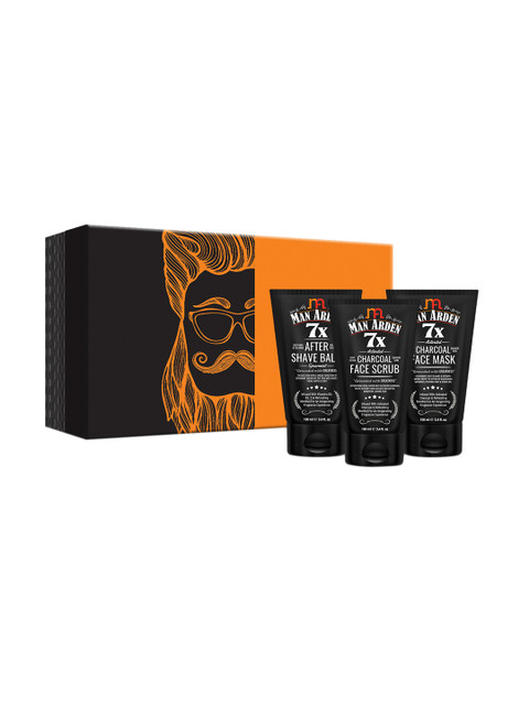 

Man Arden After Shave Balm with Charcoal Face Scrub & Charcoal Face Mask 300ml, Nude