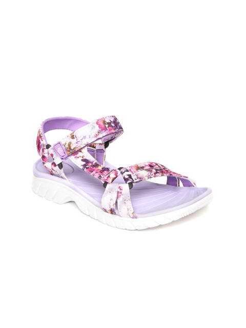 

Lee Cooper Women Lavender & White Floral Print Open Toe Flats