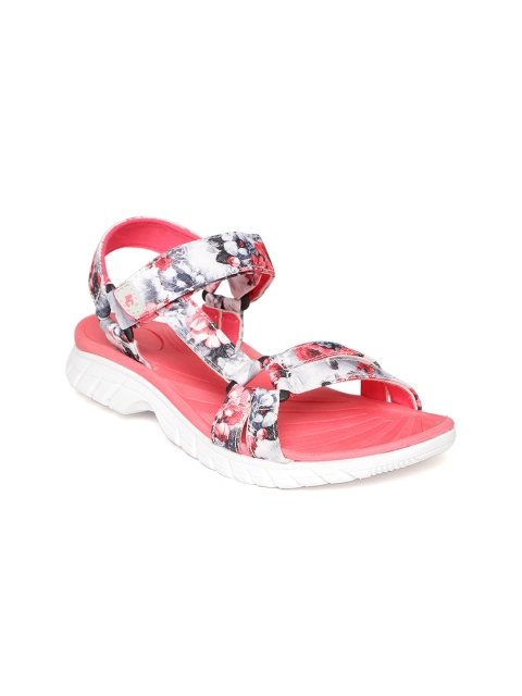 

Lee Cooper Women Grey & White Floral Print Open Toe Flats
