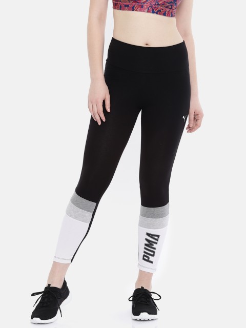 

Puma Women Black Colourblocked Athletics Graphic Tight Fit Cropped Tights