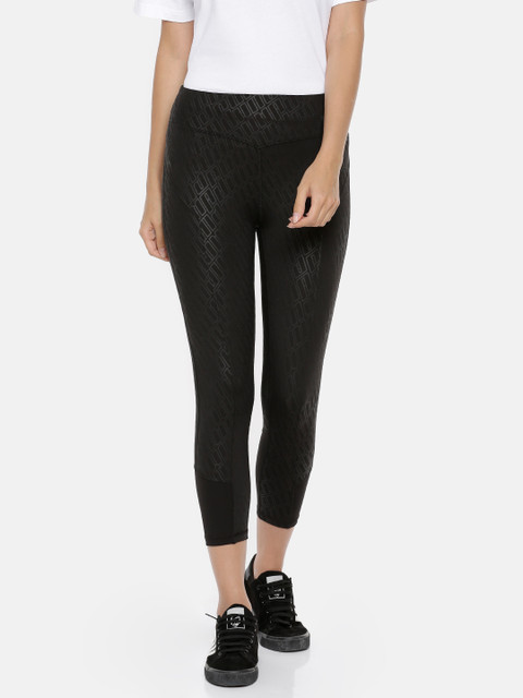 

Puma Women Black Printed Bold Graphic dryCELL Three-Fourth Tights