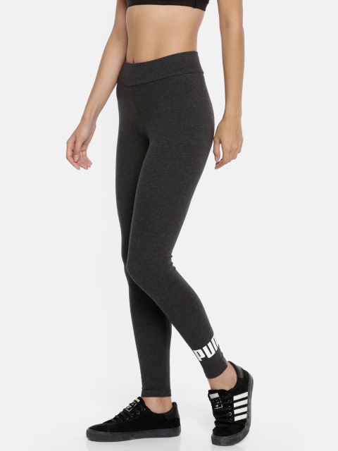 

Puma Women Solid Charcoal Grey ESS Logo Tight Fit Tights